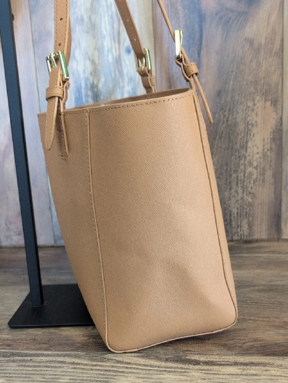 Tory Burch Camel Tan York Saffiano Cognac Leather Tote Shoulder Bag    M412